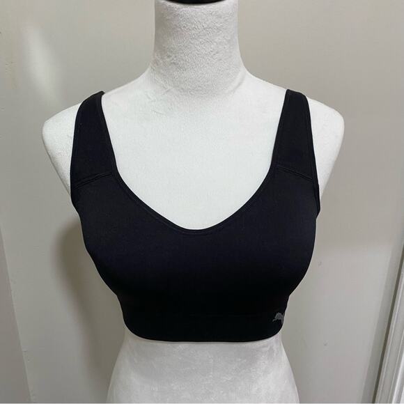 Puma Black Sports Bra with Racerback Design Size Medium Activewear - Picture 9 of 9